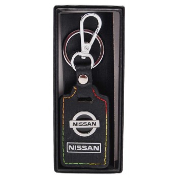 Ключодържател с кожена пластина с цветен шев - Nissan