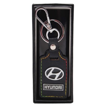 Ключодържател с кожена пластина с цветен шев - Hyundai Предлага се в кутийка