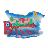 Сувенирна магнитна фигурка във формата на карта на България - плаж с къщи, България