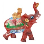 Сувенирна магнитна фигурка във формата на слон с монети - плаж и къщи, България