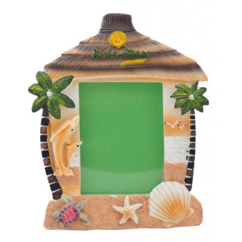 Сувенирна рамка за снимки във формата на къщичка с палми и морски мотиви - България