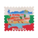 Сувенирна магнитна фигурка с цветовете на българския трикольор - лодки и къщи, България