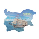 Сувенирна магнитна пластинка - ветроходен кораб, Слънчев бряг - контури на България