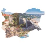 Сувенирна магнитна пластинка - плажове, хотели и български къщи - контури на България