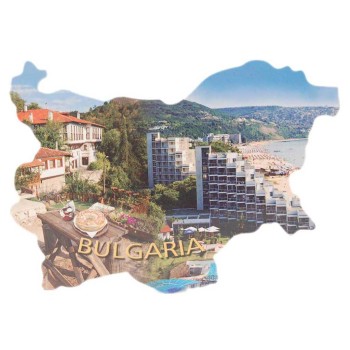 Сувенирна магнитна пластинка - плажове, хотели и български къщи - контури на България
