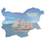 Сувенирна магнитна пластинка - ветроходен кораб, Слънчев бряг - контури на България
