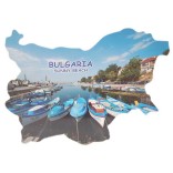 Сувенирна магнитна пластинка - лодки, Слънчев бряг - контури на България