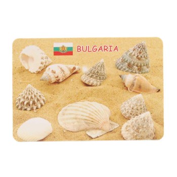 Сувенирна магнитна пластинка - пясък с миди и рапани, България