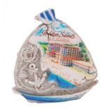 Магнитен сувенир във формата на платноходка с котва - плажове и хотели на Златни пясъци