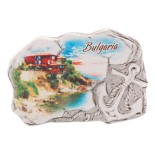 Релефна магнитна фигурка с котва - български къщи на скали, България