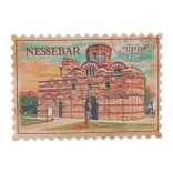 Сувенирна магнитна фигурка във формата на пощенска марка - старата църква в Несебър