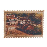 Сувенирна магнитна фигурка във формата на пощенска марка - стари български къщи и мост