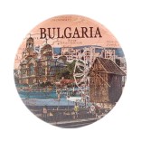 Сувенирна метална значка - забележителности в България - катедралата във Варна и старата мелница в Несебър, България