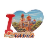 Сувенирна магнитна фигурка във формата на надпис Аз ♥ Варна - катедралата във Варна