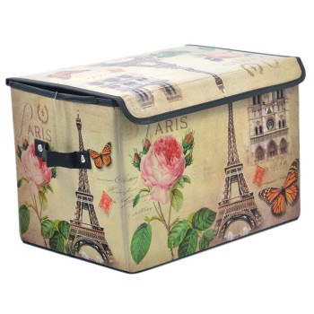 Сгъваема цветна кутия за съхранение с капаче и удобни дръжки за пренасяне
