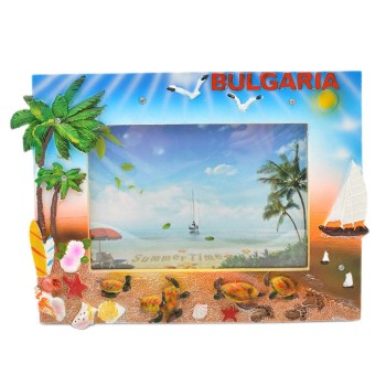 Сувенирна рамка за снимки - плаж, платноходка, чадъри и костенурки