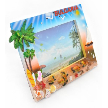 Сувенирна рамка за снимки - плаж, платноходка, чадъри и костенурки