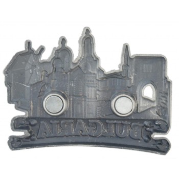 Сувенирна метална пластинка с магнит, декорирана със зебележителности от Балчик, Несебър, Калиакра и Варна и надпис - България
