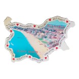Магнитна пластина във формата на картата на България с лазерна графика - плажове и хотели на Слънчев бряг