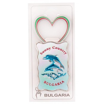 Сувенирна магнитна отварачка с лазерна графика - делфини, България