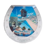 Магнитна пластина във формата на подкова - капитанска среща и старата мелница в Несебър, крепостна стена на Калиакра и плажове на Слънчев бряг