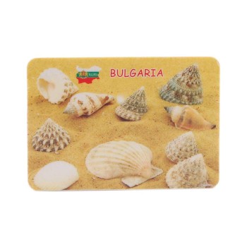 Сувенирна магнитна пластинка - рапани и миди върху пясък, България