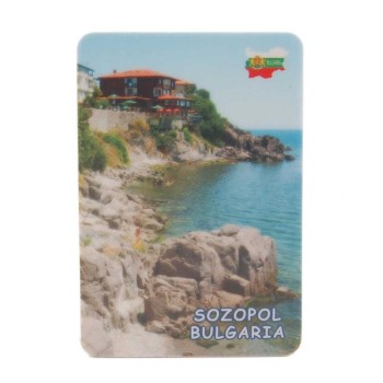 Сувенирна магнитна пластинка - бряг с къщи, Созопол