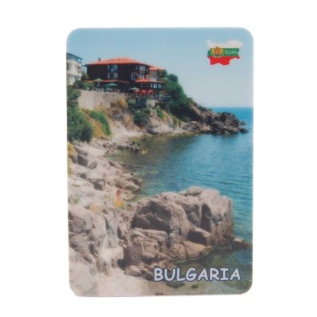 Сувенирна магнитна пластинка - бряг с къщи, България