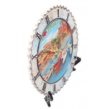 Настолен часовник, тип сувенирна чинийка върху поставка - капитанска среща и църквата в Несебър
