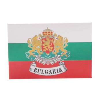 Сувенирна твърда магнитна пластина - българското знаме с герба