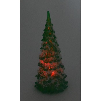 Декоративна елхичка с изкуствен сняг, светеща в различни цветове