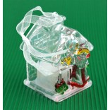 Декоративна фигурка - къщичка с Дядо Коледа, светеща в различни цветове