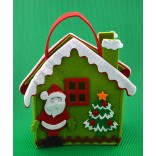Коледна торбичка във формата на къщичка с Дядо Коледа и елха