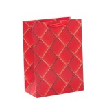 Цветна подаръчна торбичка - квадратчета, изработена от картон
