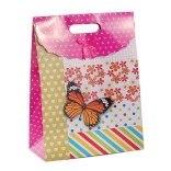 Цветна подаръчна торбичка с капаче с панделка - пеперуда