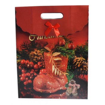 Коледна торбичка с капаче, декорирано с панделка
