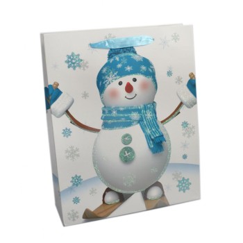 Подаръчна торбичка с изобразен снежен човек