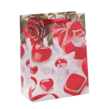 Подаръчна торбичка с брокат - рози