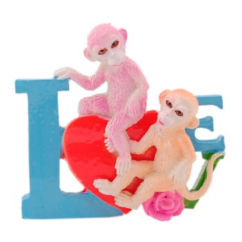 Магнитна фигурка - маймунки с надпис I ♥ve 