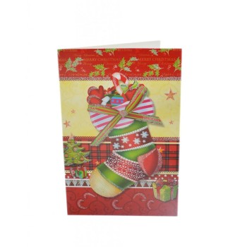 Коледна картичка, декорирана с брокат
