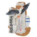 Релефна фигурка с магнит, декорирана с морски мотиви, термометър и чайка