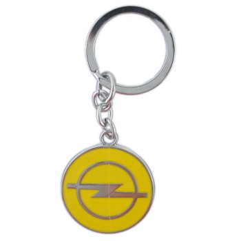 Автомобилен метален ключодържател - кръгла жълта емблема на Opel