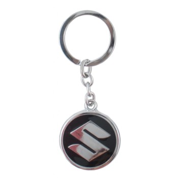 Автомобилен метален ключодържател - кръгла черна емблема на Suzuki