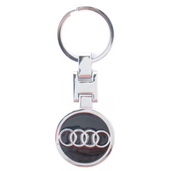 Автомобилен метален ключодържател - кръгла черна емблема на AUDI