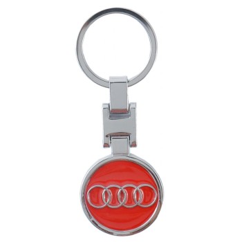 Автомобилен метален ключодържател - кръгла червена емблема на AUDI