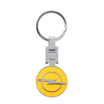 Автомобилен метален ключодържател - кръгла жълта емблема на OPEL