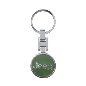Автомобилен метален ключодържател - кръгла тъмно зелена емблема на Jeep
