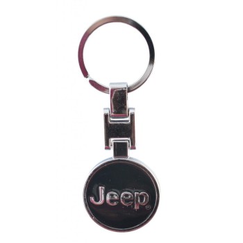 Автомобилен метален ключодържател - кръгла черна емблема на Jeep