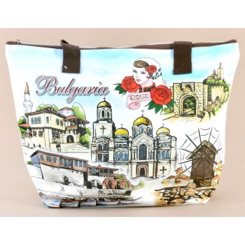 Лятна текстилна чанта с изобразени забележителности от Балчик, Варна, Несебър и Велико Търново