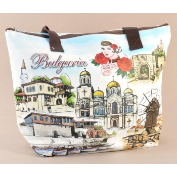 Лятна текстилна чанта с изобразени забележителности от Балчик, Варна, Несебър и Велико Търново